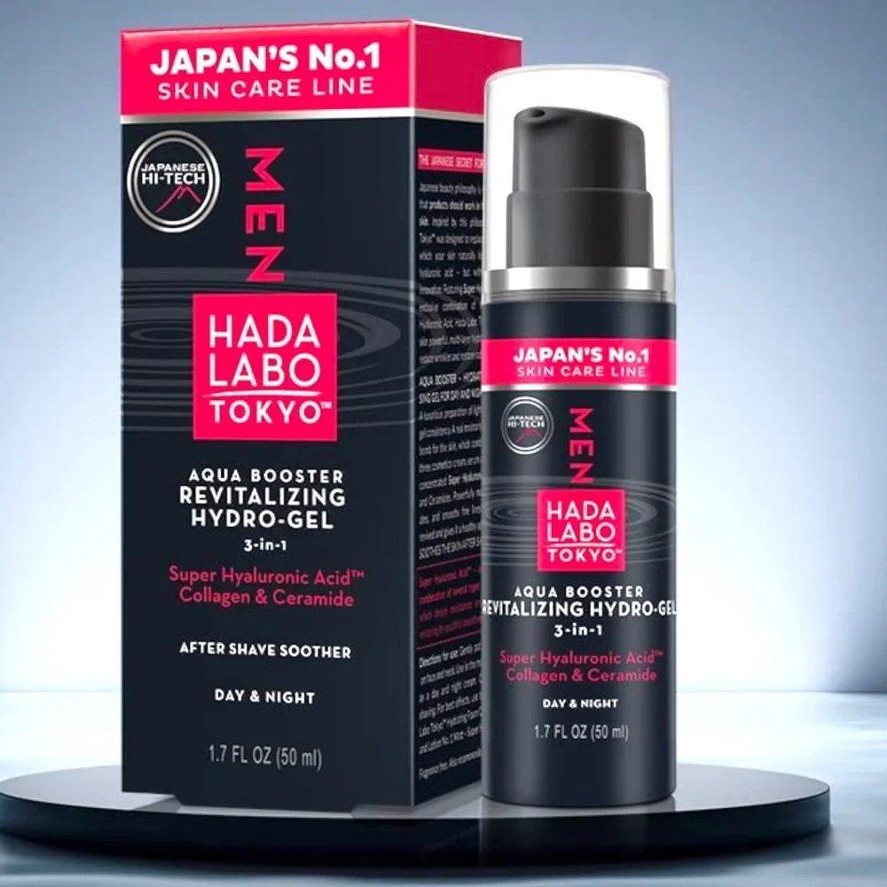 Hada Labo Tokyo Men Aqua Booster Revitalizing Hydro Gel 3 in 1, 1.7 Fl Oz. NWT.