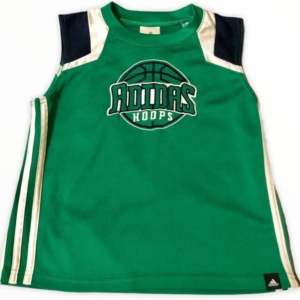 Adidas Hoops Green Sleeveless Jersey Boys 6