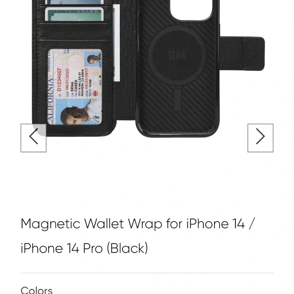 Sena Magnetic Wallet Wrap for iPhone 14 / iPhone 14 Pro (Black)