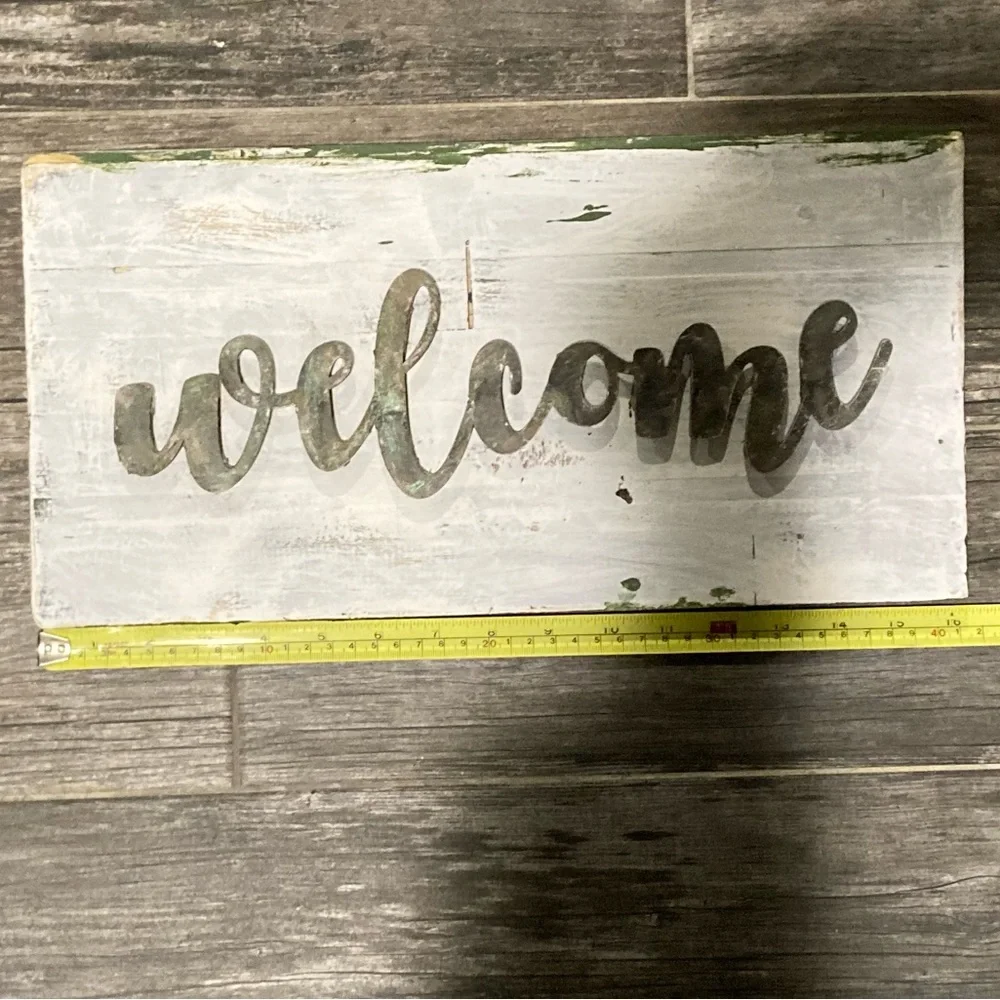 NWT! handmade shabby chic wood WELCOME sign