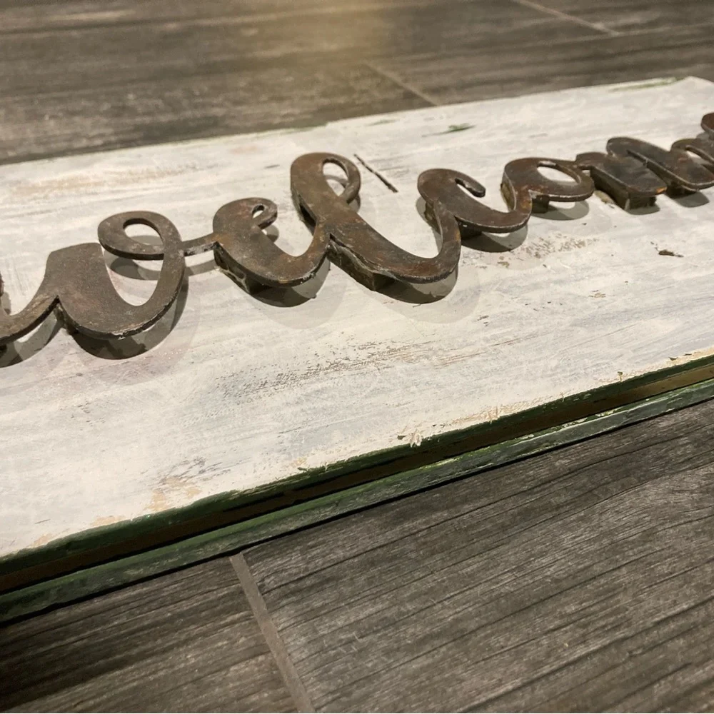 NWT! handmade shabby chic wood WELCOME sign