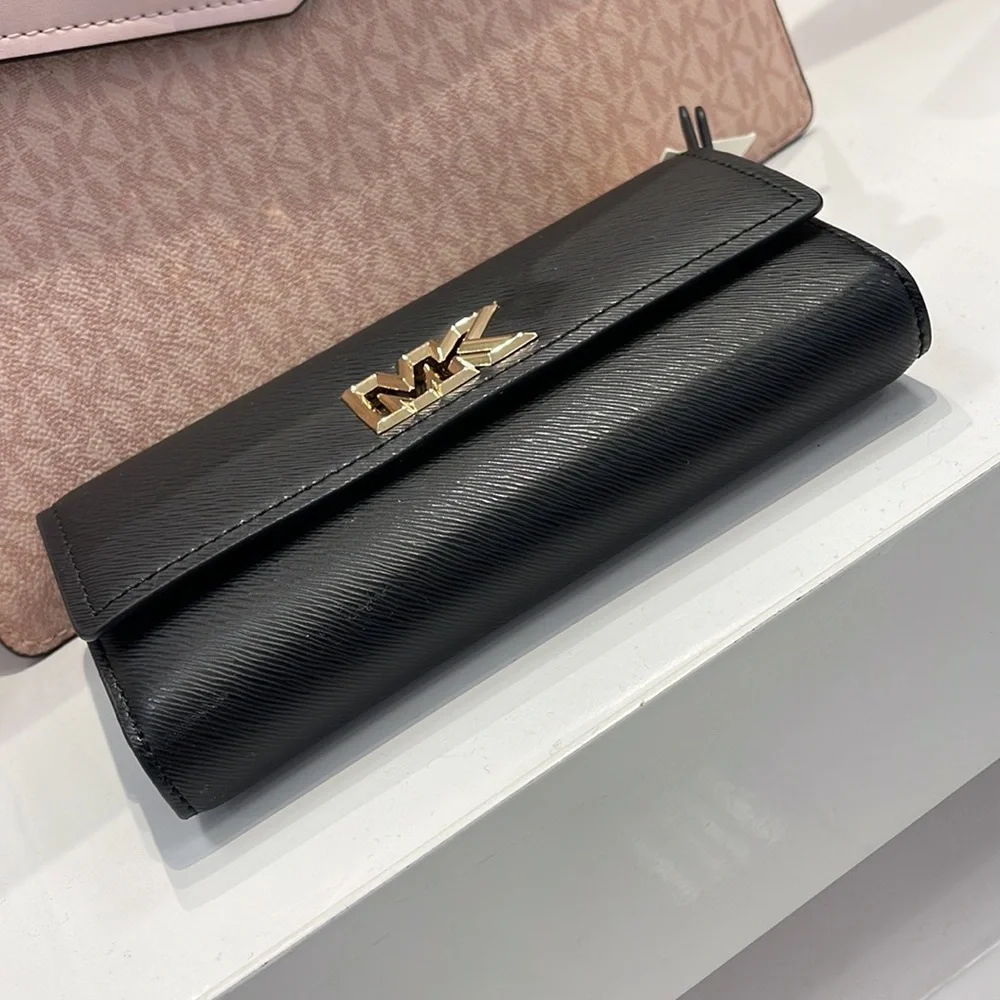 Michael Kors Mimi Large Saffiano Leather Bi-Fold Continental Wallet Black NWT