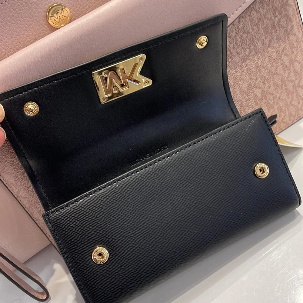 Michael Kors Mimi Large Saffiano Leather Bi-Fold Continental Wallet Black NWT
