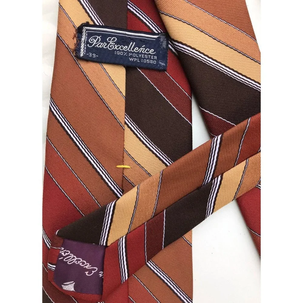 VTG TOWNCRAFT PAR EXCELLENCE Neck Tie Italy SIlk Groovy Disco MCM Browns Mod 70s