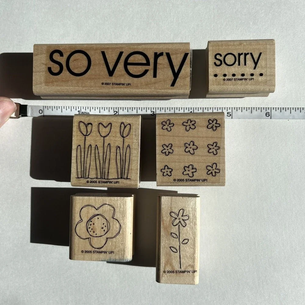 Stampin’ Up! Pocket Full of Posies (2005) Flowers & 2 So Very Wood Mount Stamps