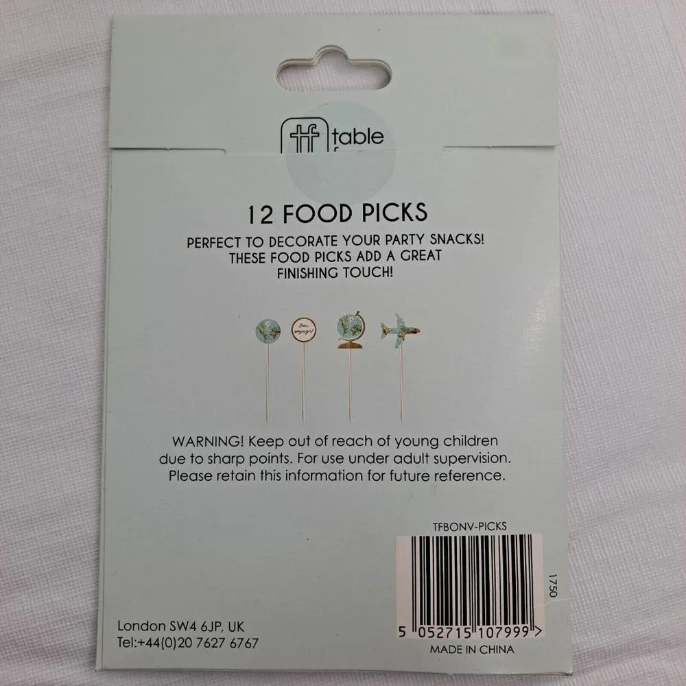 Bon Voyage Food Pics Travel Party Vacation Retirement Celebration cupcake picks