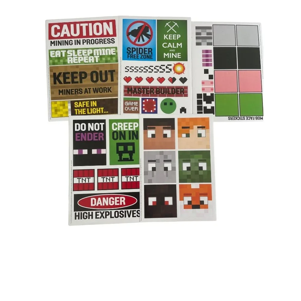 Minecraft Mineworld Building Handbooks 5 Sticker Sheets Original Collector Tin
