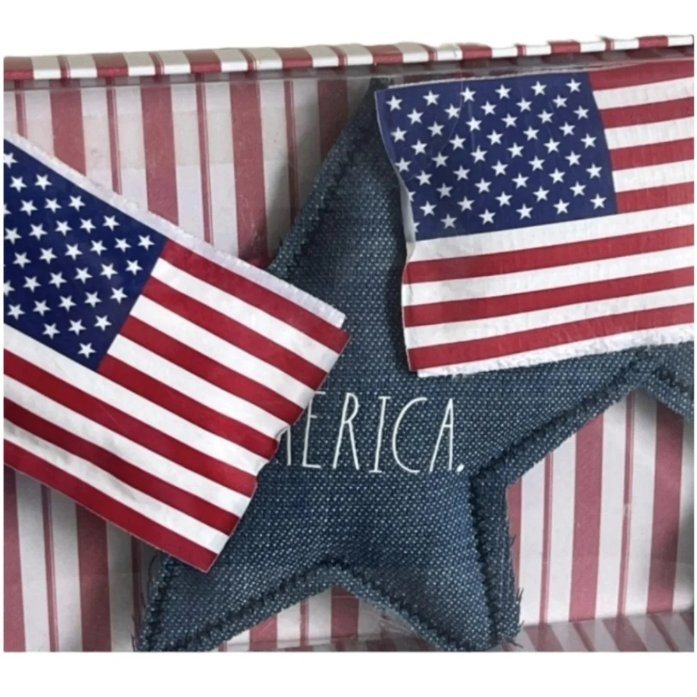 Rae Dunn Patriotic Stars & Flags Plush Fabric Decorative Garland