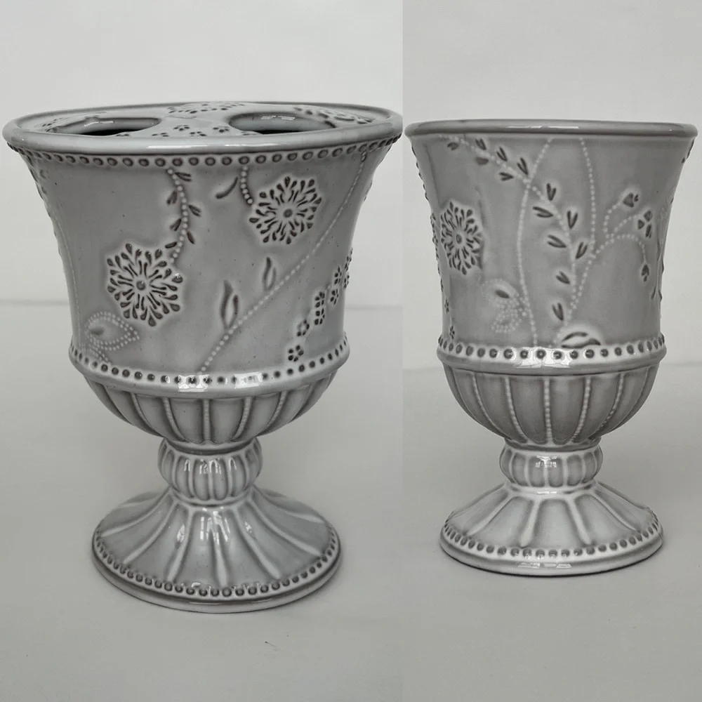 Ceramic Countertop Bathroom Set 2pc Toothbrush Holder with Tumbler