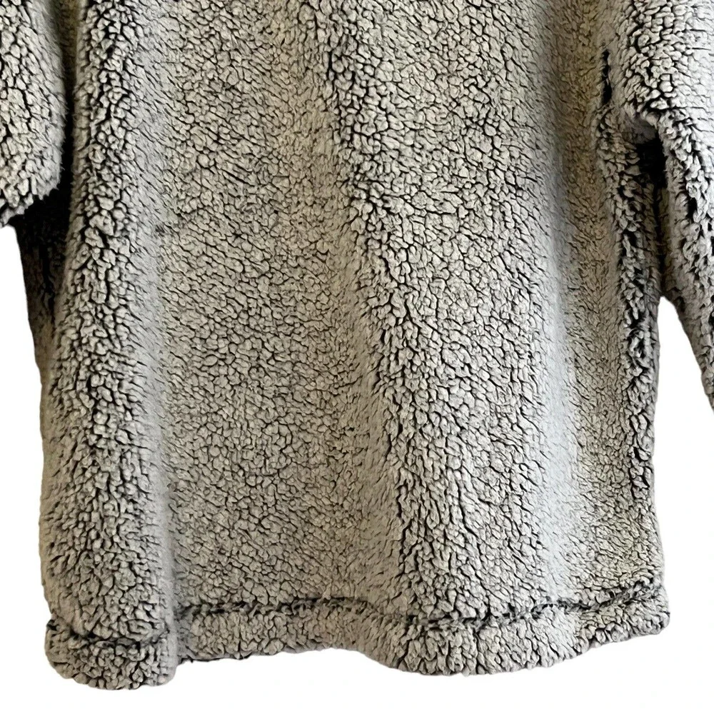 Justice Jacket Girls 12 Gray Sherpa Pullover Snap Front Zipped Pockets
