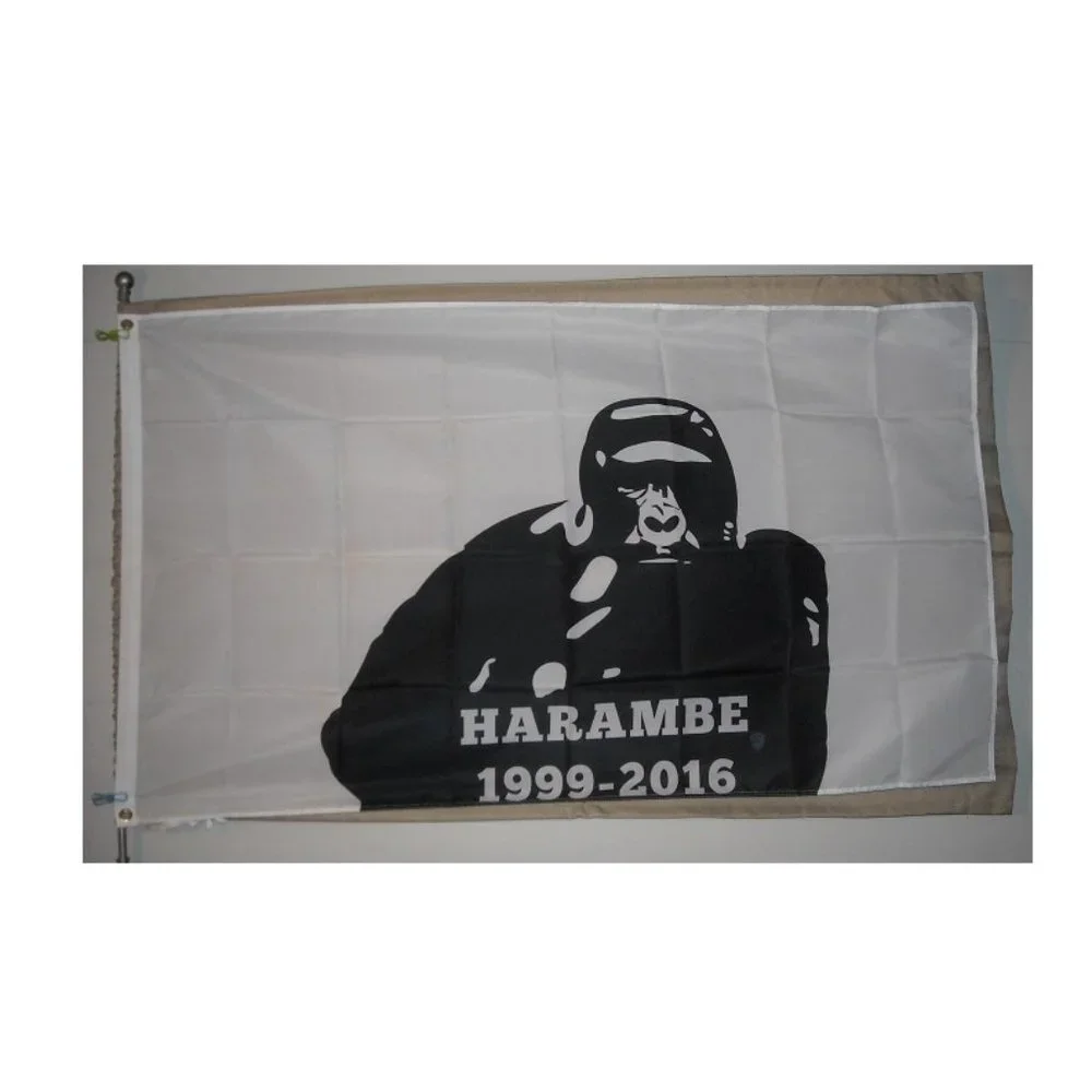 RIP Harambe Gorilla Cincinnati Zoo 3'x5' White Flag Banner 1 Animal Rights