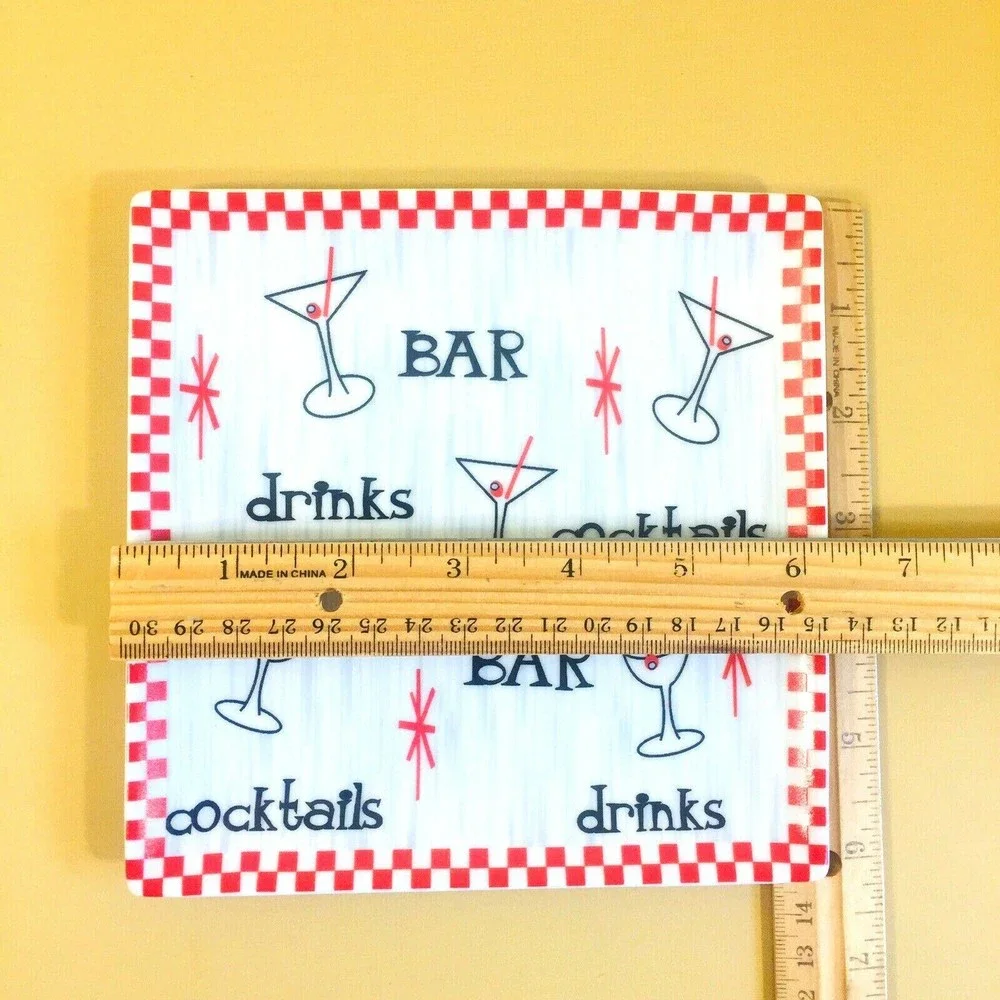 (4) Boston Warehouse Bar Plates Cheese & Cracker Snack 6.25” Square Set of 4