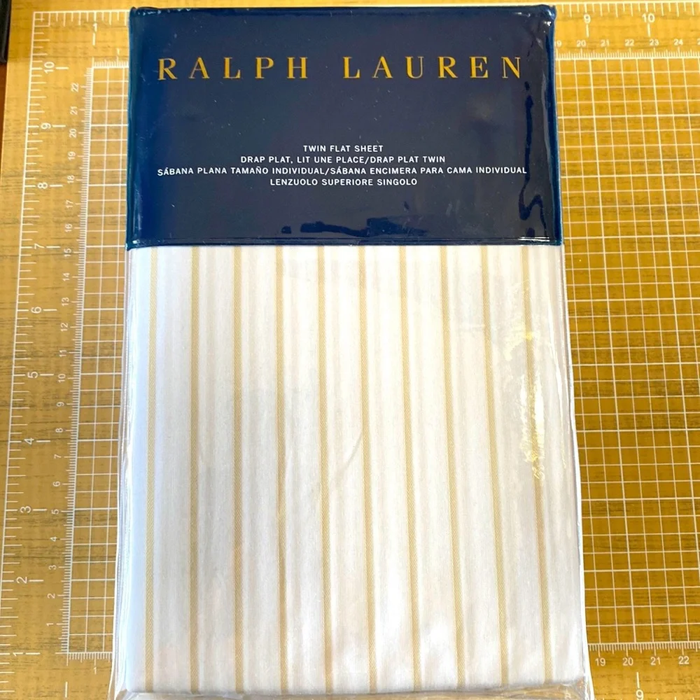 LRL Twin Flat Sheet Prescot Stripe.