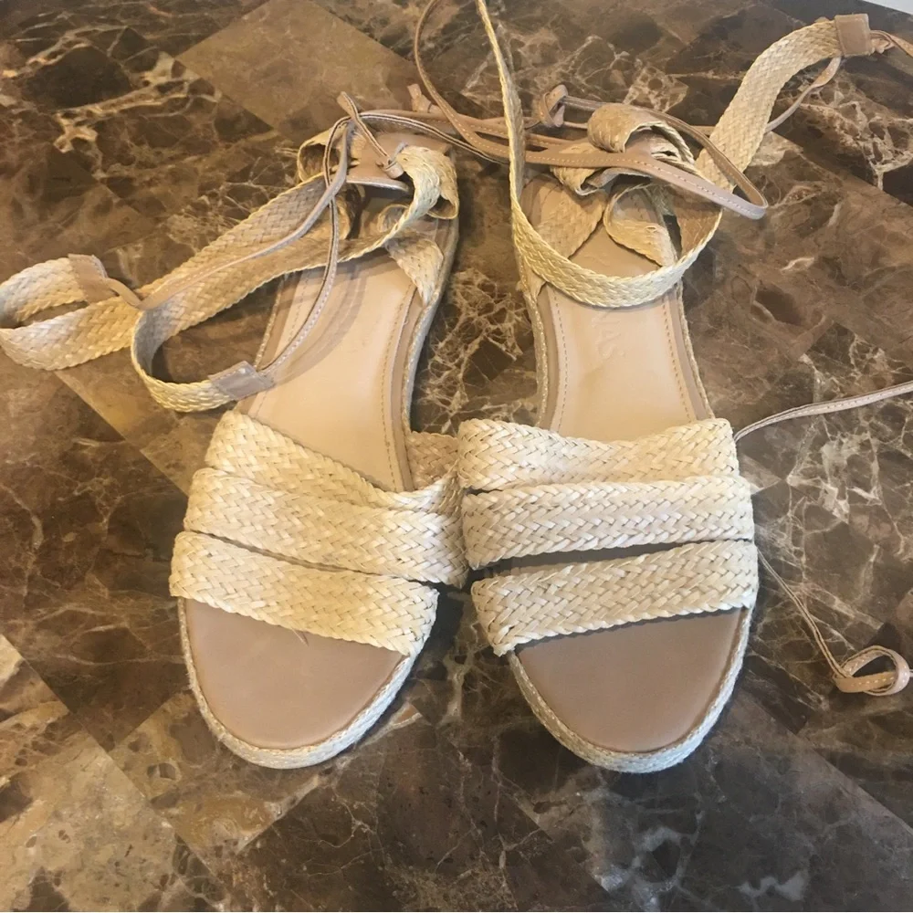 Kaanas Neith Lace Up Raffia Espadrilles in Natural
