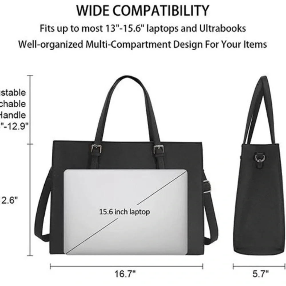 Nubily Laptop Bag for Women Leather 15.6 “Black
