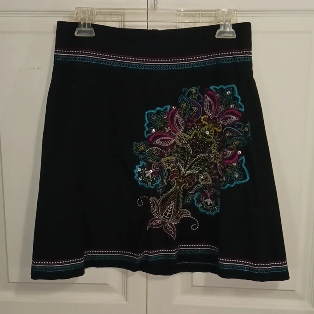Heart Soul a line embroidered mini skirt - black - size 3