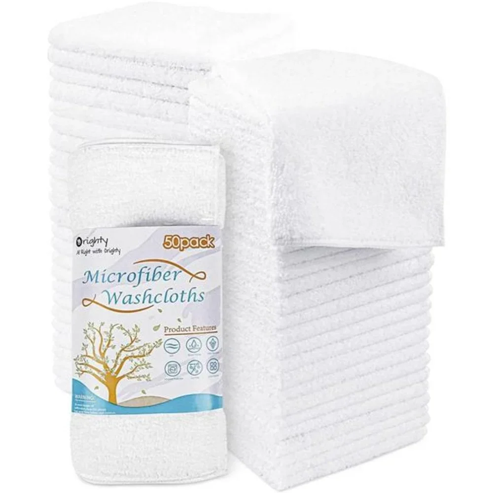 Microfiber Washcloths Towels Set 50 Pack,Highly Absorbent & Soft Feel Face Cloth