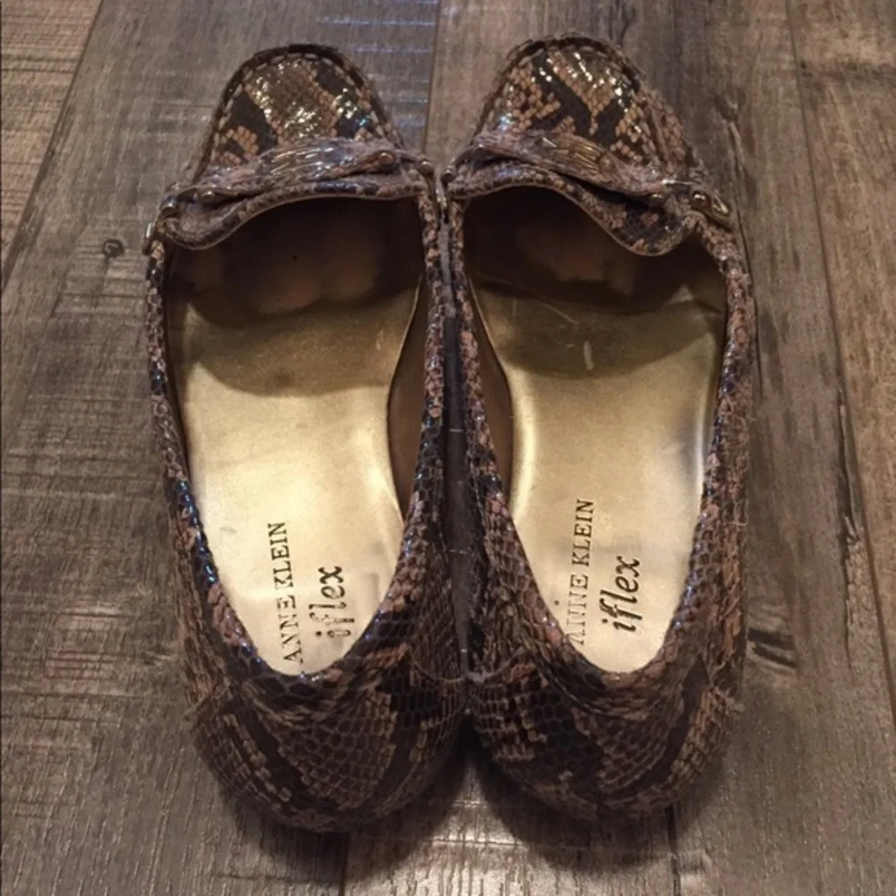 Anne Klein Iflex Newlan Snakeskin Loafers,…