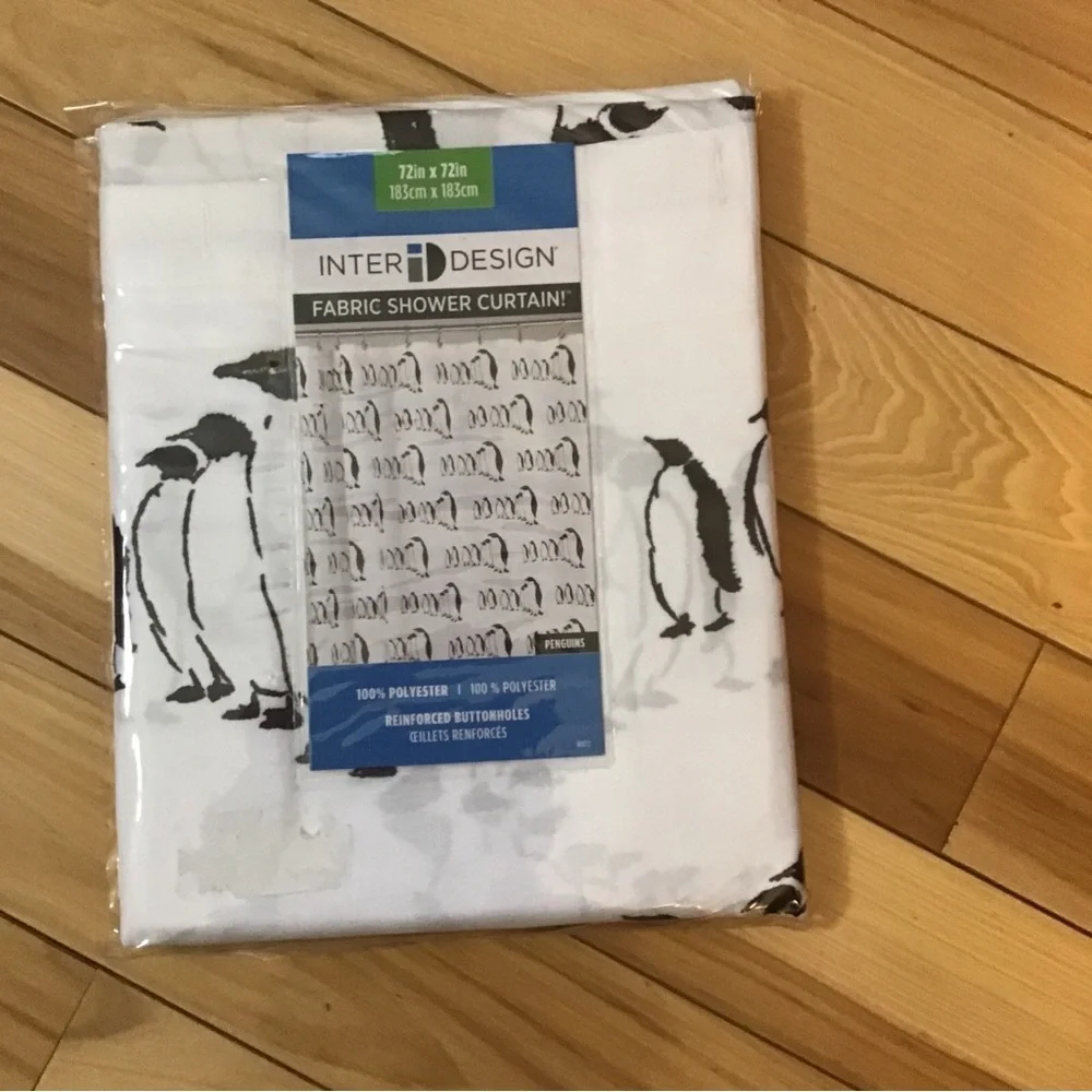 New InterDesign Penguins bathroom Fabric Shower Curtain, 72