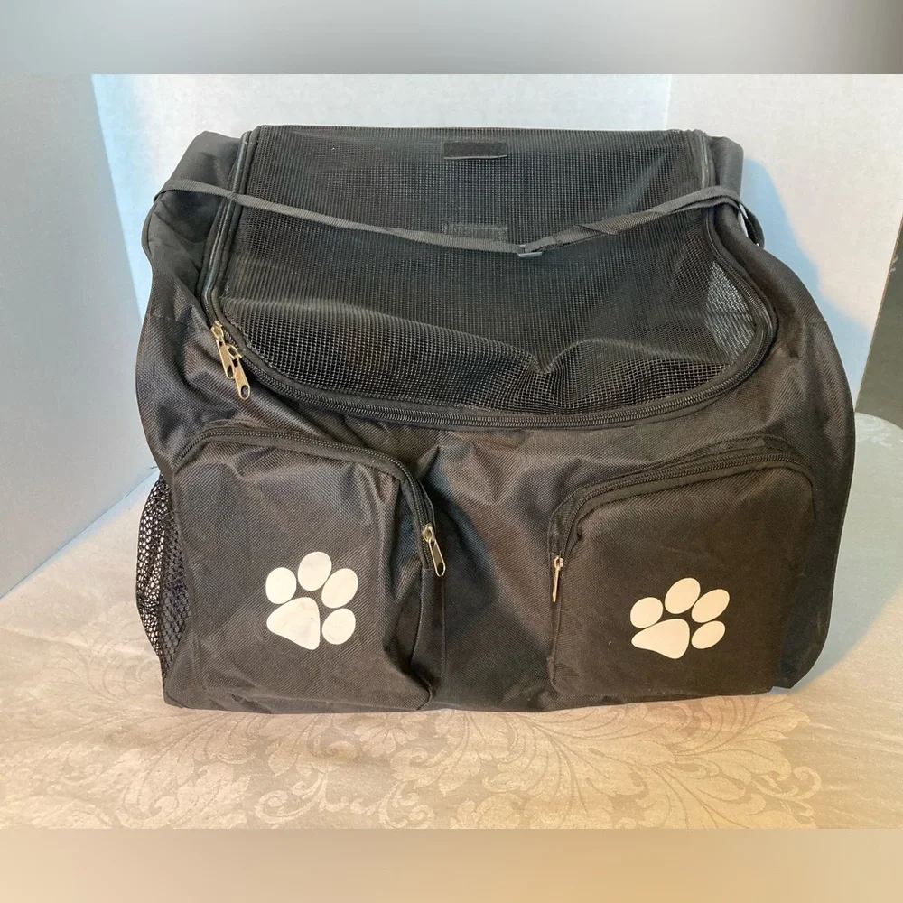 PET CARRIER MULTI POCKET MESH OVER SHOULDER STRAP