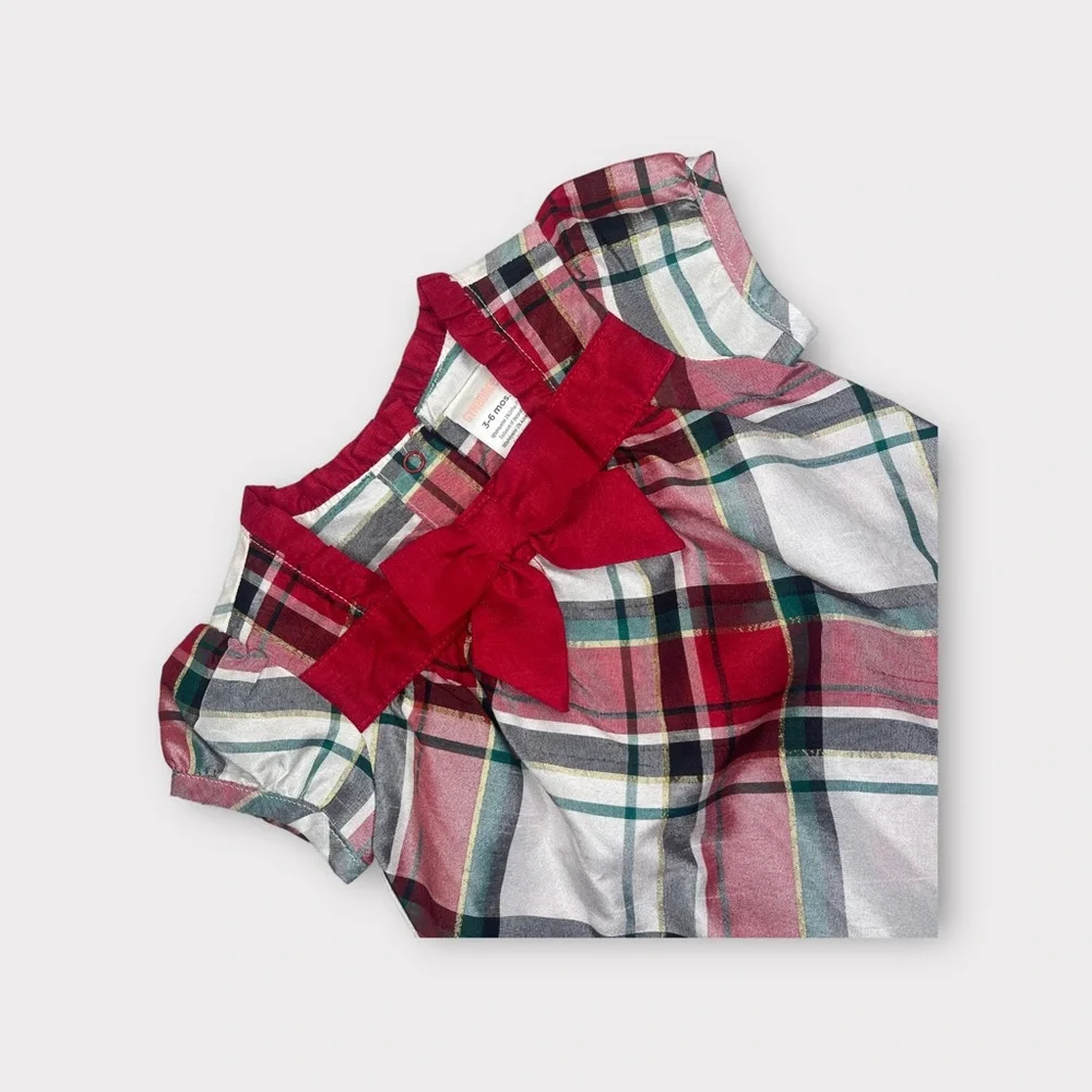 Gymboree 2013 Holiday Plaid Ribbon Romper