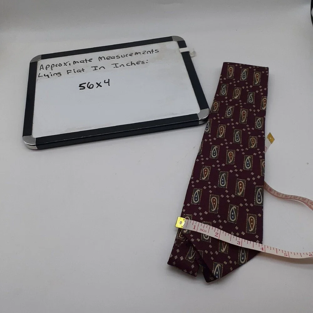 Gant Necktie 100% Italian Silk USA Made Maroon Burgandy Paisley Career Formal
