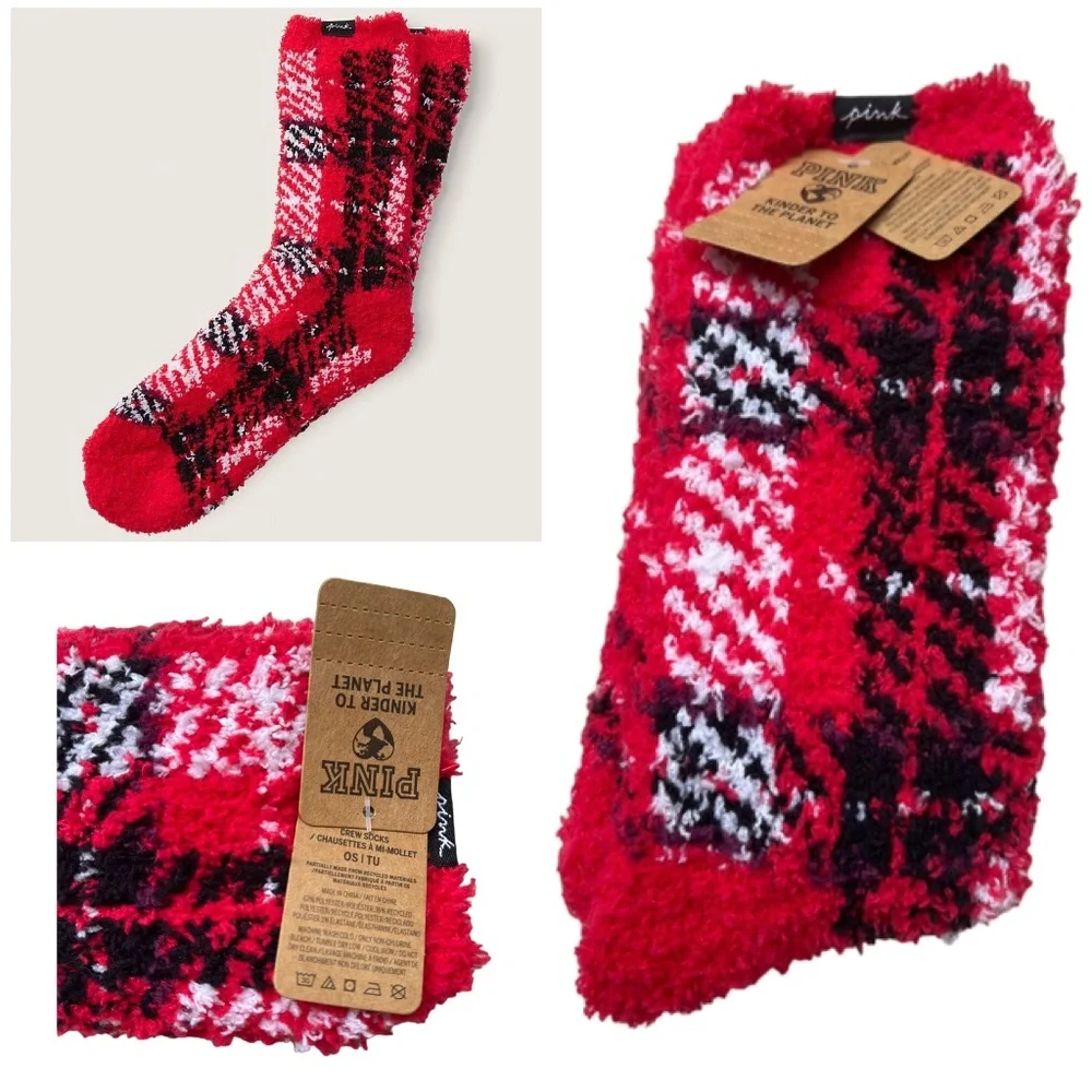 Victoria's Secret PINK FUZZY MID-CALF SOCK MARSHMALLOW KNIT Sherpa SOCKS Choose