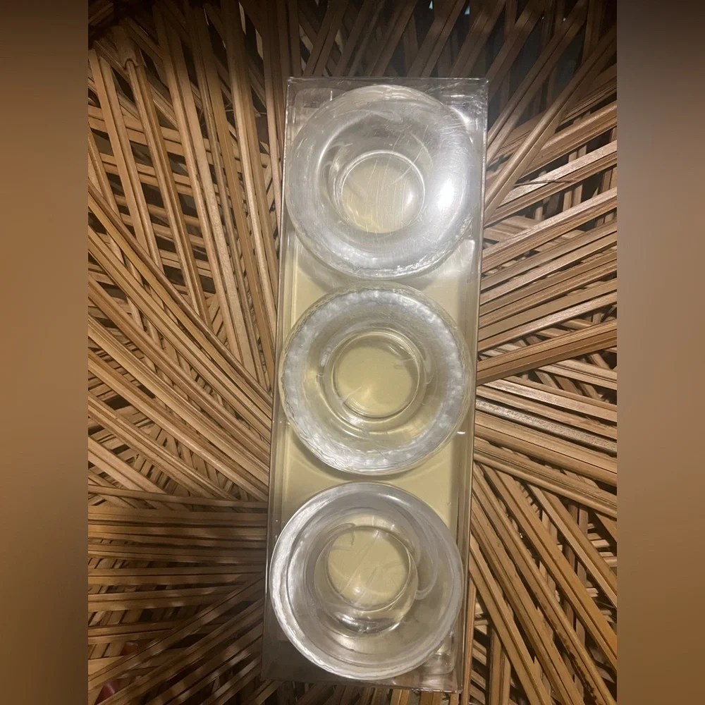 Pier 1 Imports Minimalist Round Brand New Glass Marbled Tea Light Candle Holders
