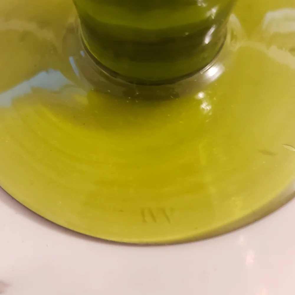 IVV Italy Green Pressed Glass With Olives Branches Goblet