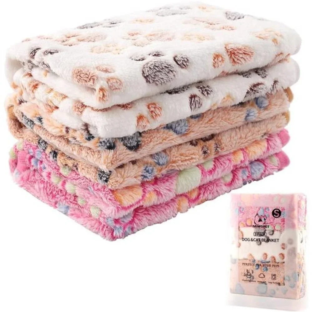 3 Pack Cat and Dog Blanket - Soft & Warm Fleece Flannel Pet Blanket, (Small)