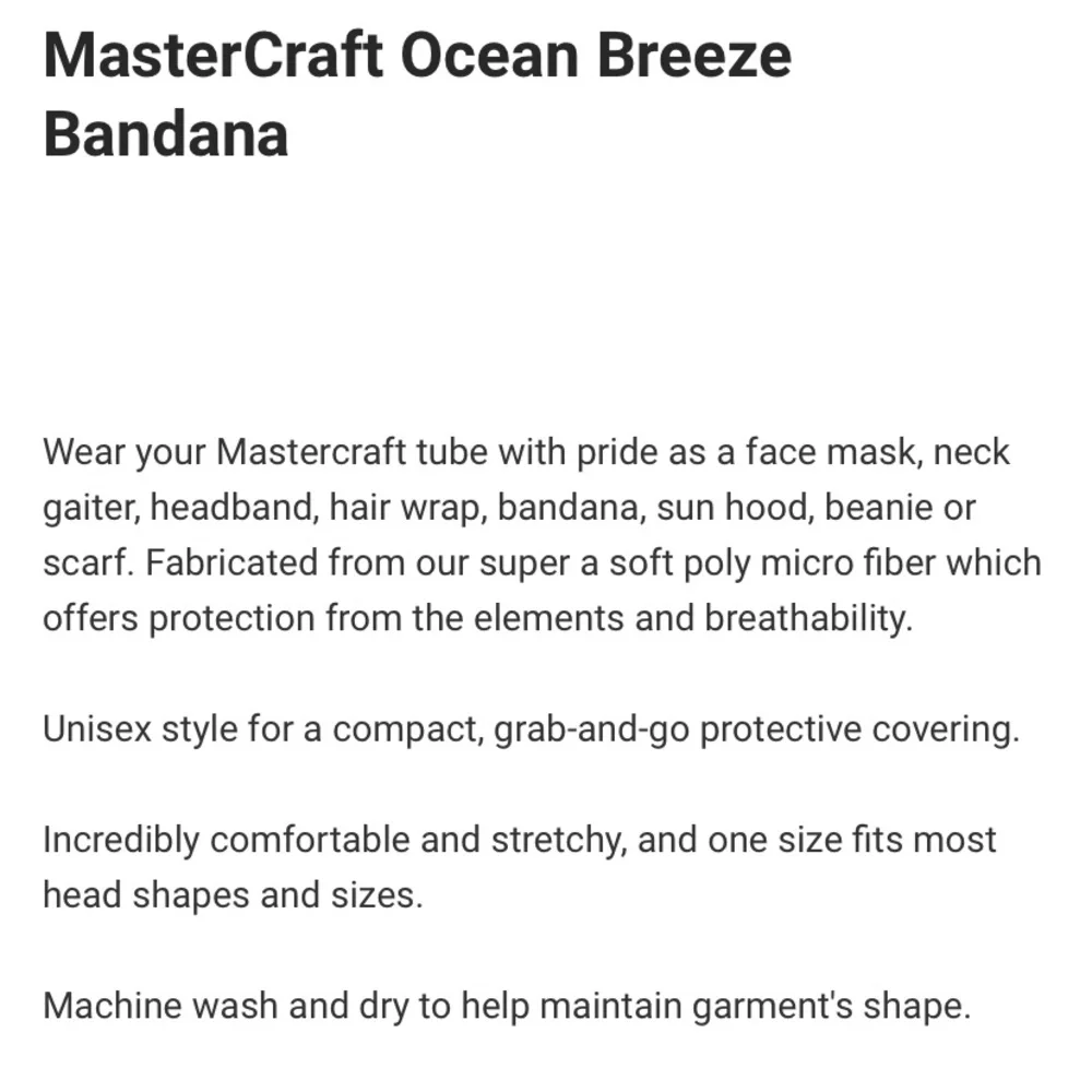 6/$20 MasterCraft Boat's Ocean Breeze Bandana. Never used!