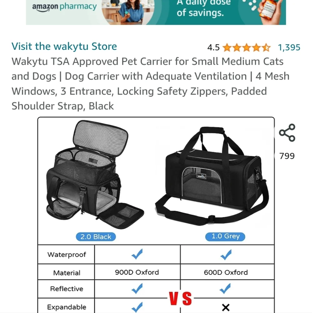 Wakytu TSA Approved Foldable Pet Carrier