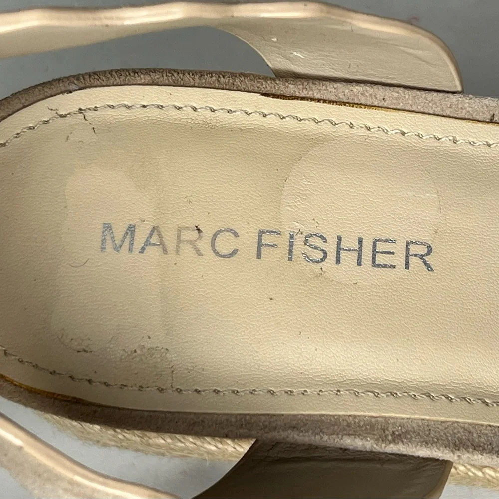 Marc Fisher Fayme Cork Espadrilles With Scalloped Suede Leather Straps 8M VGUC