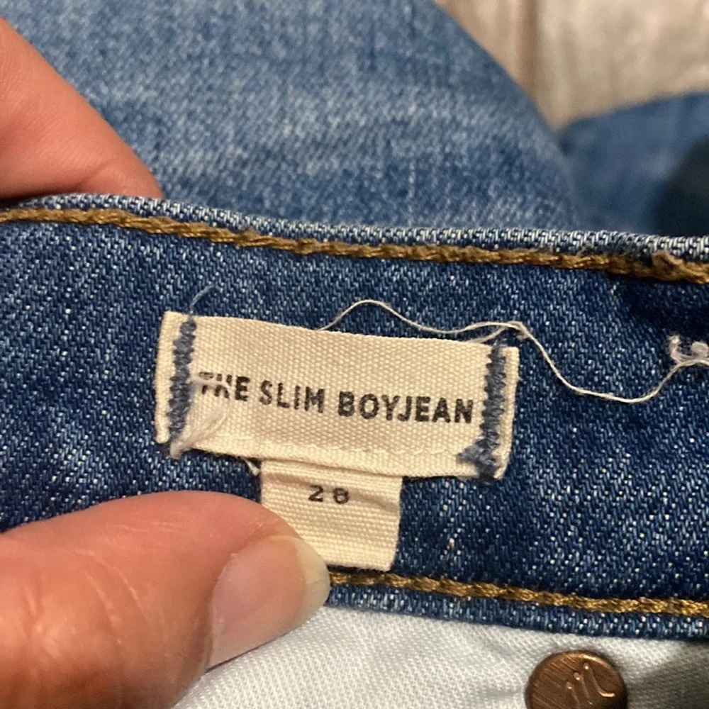 COPY - Madewell light medium wash slim boy jean unfinished hem