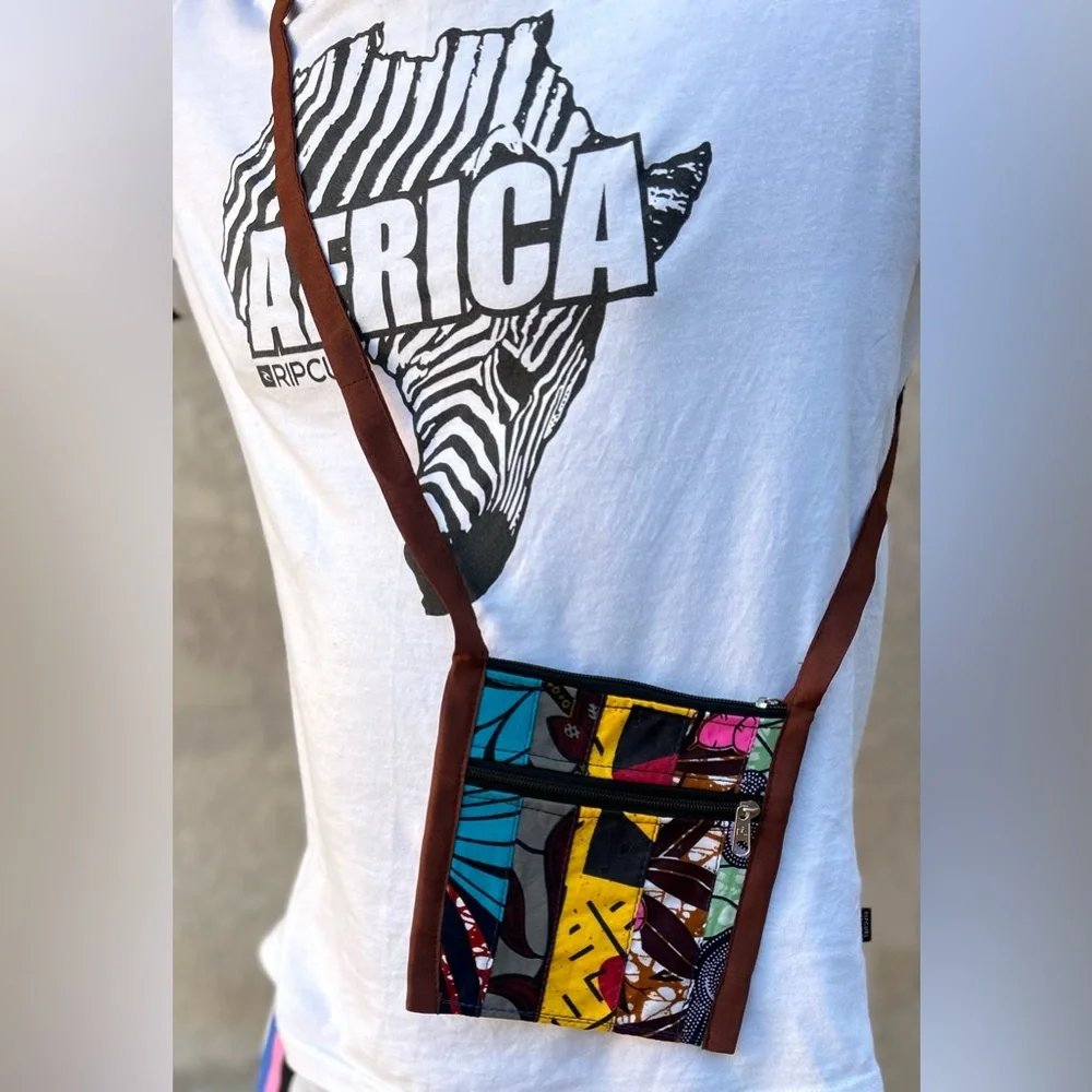 NW 💯 Cotton Patch Vlisco Fabric Crossbody Purse Sz 6”x6”