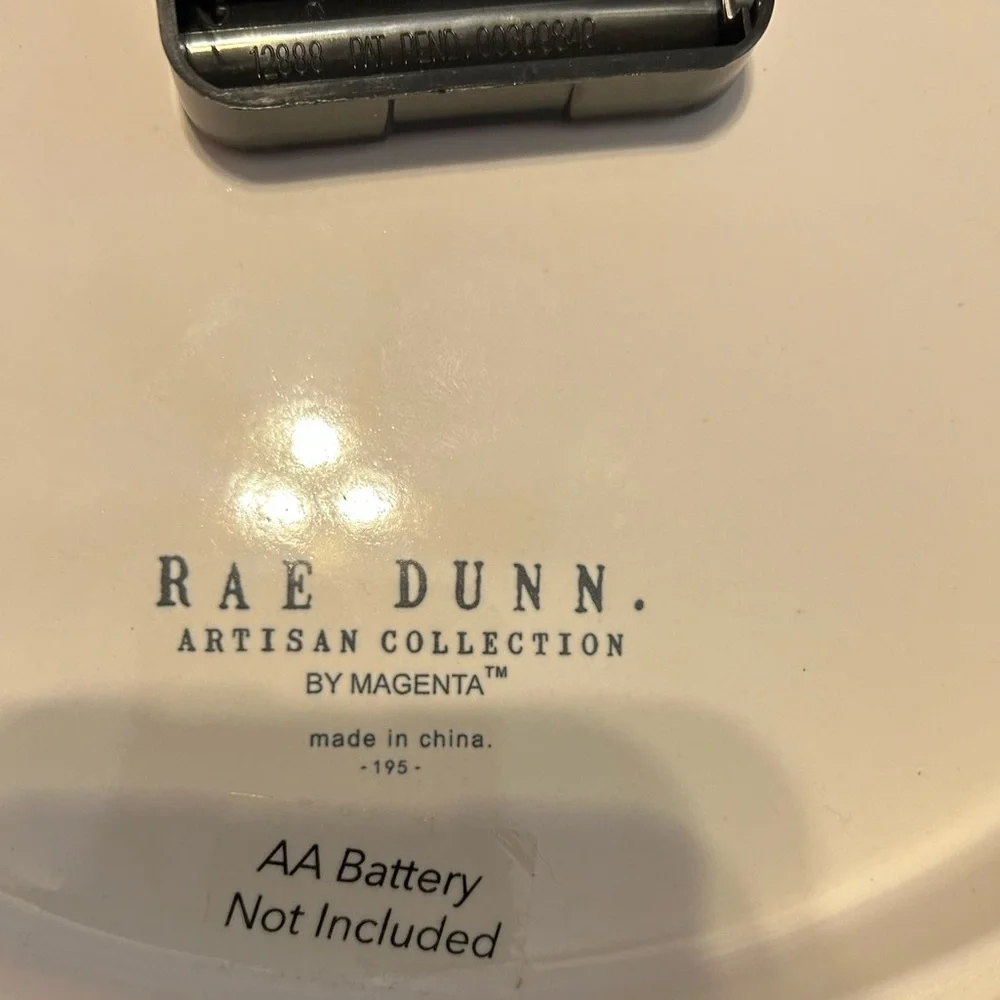 EUC, Rare Rae Dunn Tick Tock clock. ceramic black an white wall clock.