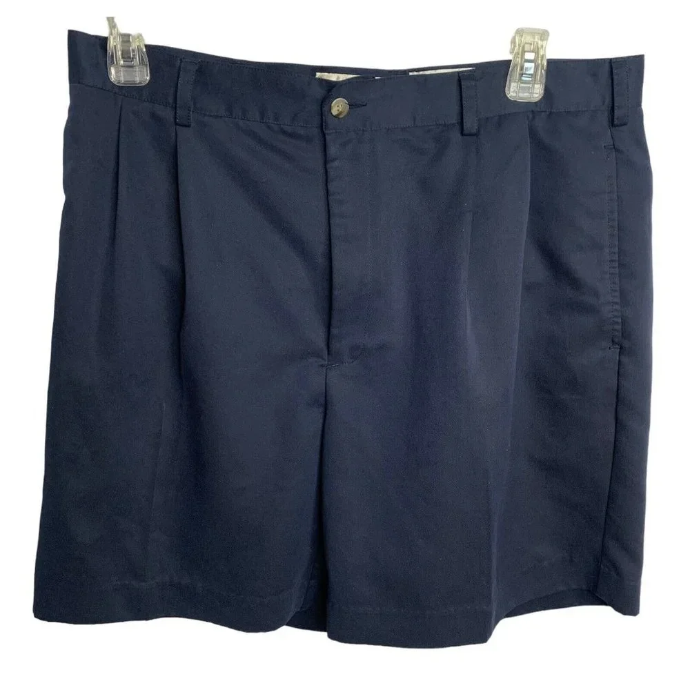 Izod Club International Tour Mens Blue Golf Dress Shorts 38 Casual Pleated
