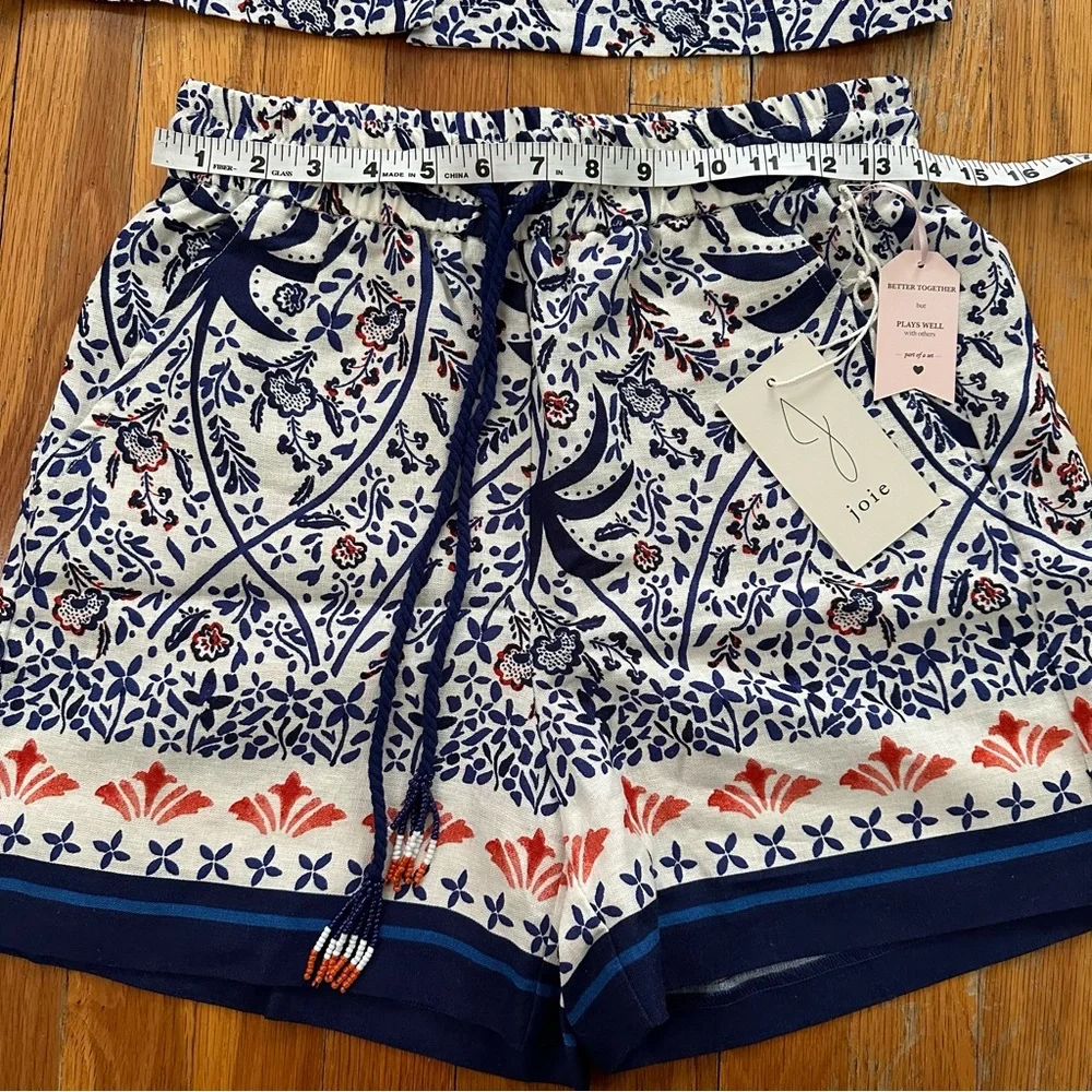 Joie boho batik print pattern linen blend shorts and top set, NWT