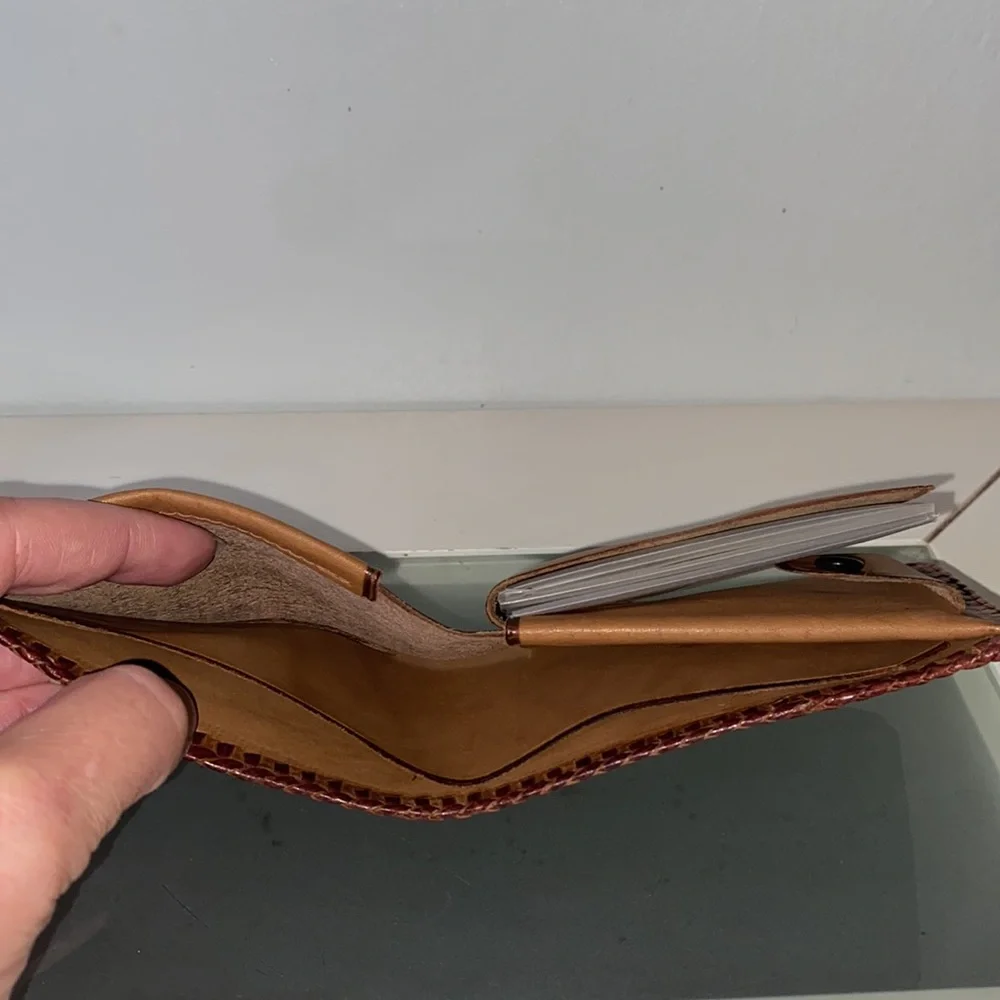 Vintage Tooled Leather Horse & Barn Country Western Wallet Billfold