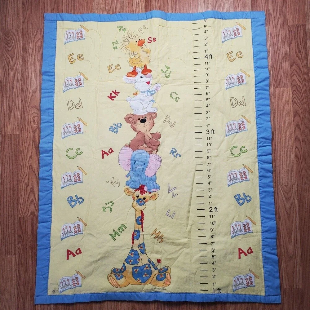 Little Suzy's Zoo Fabric Growth Chart / Baby Quilt Blanket 34.5