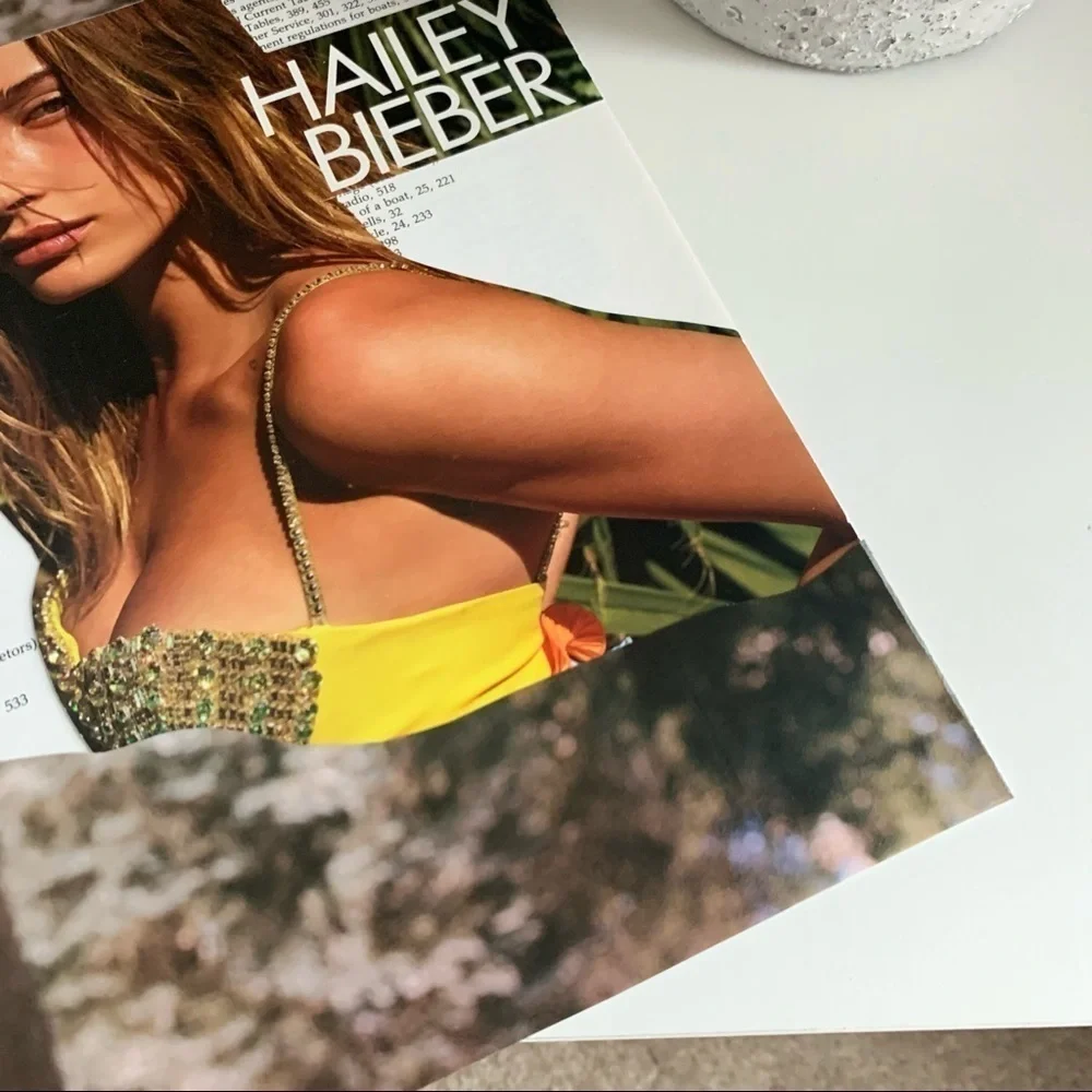 Editorial Collage Wall Art Hailey Bieber Yellow Top Portrait Chic Aesthetic