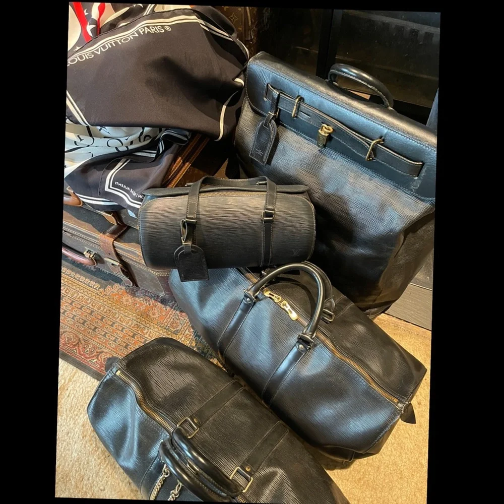 Louis Vuitton Black Epi 4 Piece Travel Set