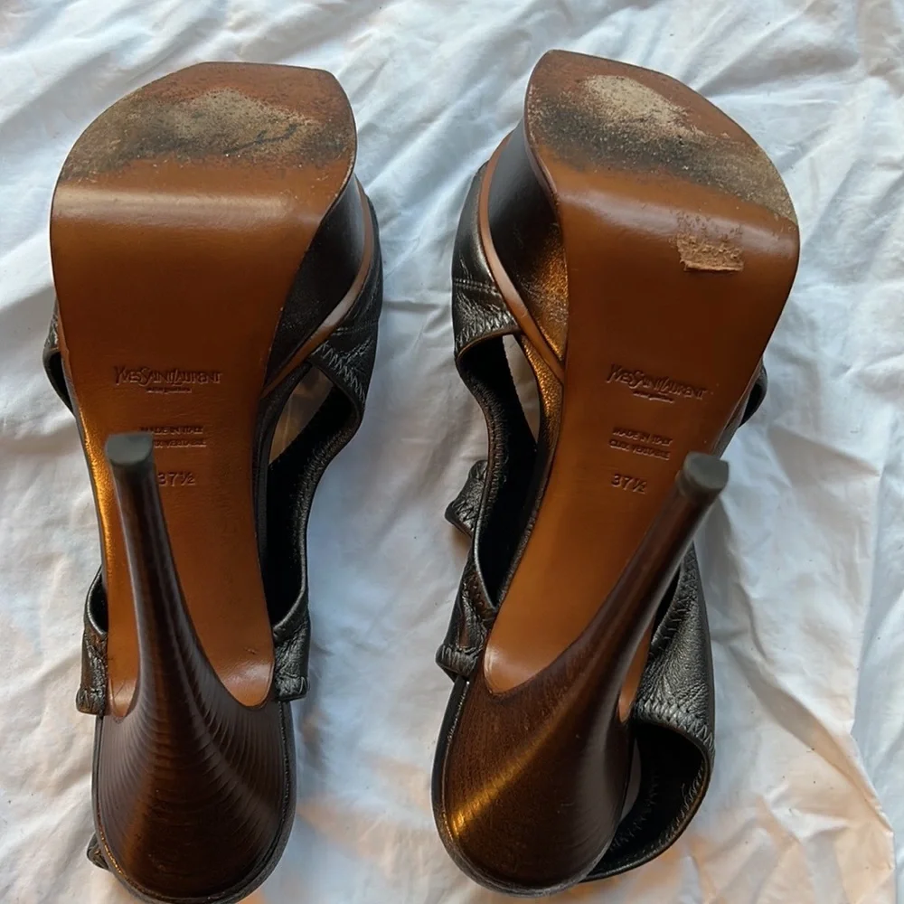 Gorgeous YSL Yves Saint Laurent Platform Heels Pewter -Silver Gray- beautiful!