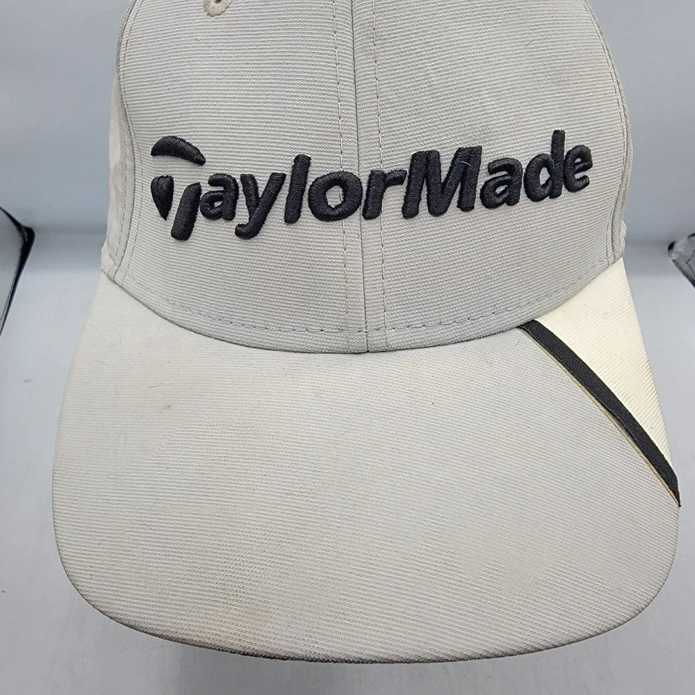 TaylorMade Hat Cap Strap Back Mens Adjustable White Golf Hat Casual Athletic