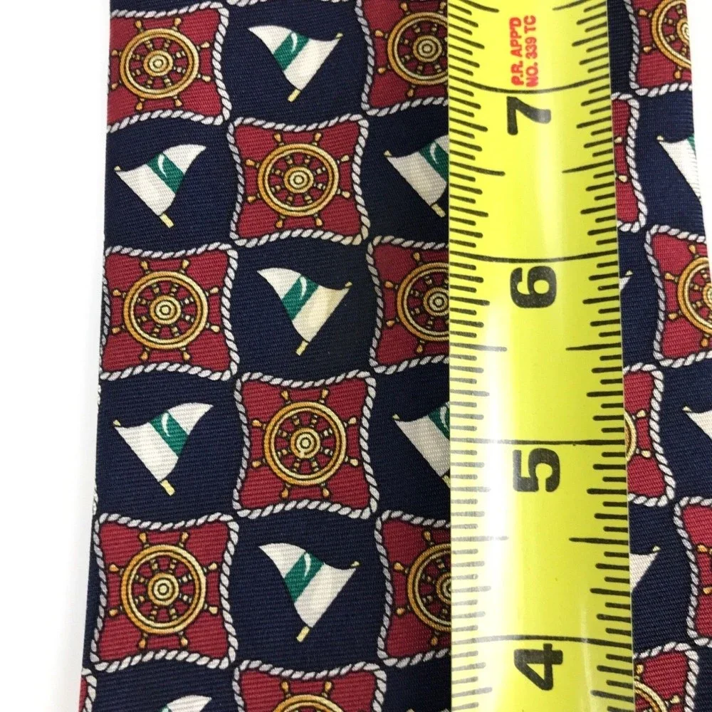 Beaufort Tie Rack Navy Red Nautical Rudder Tie Necktie 100% Silk Made In Italy