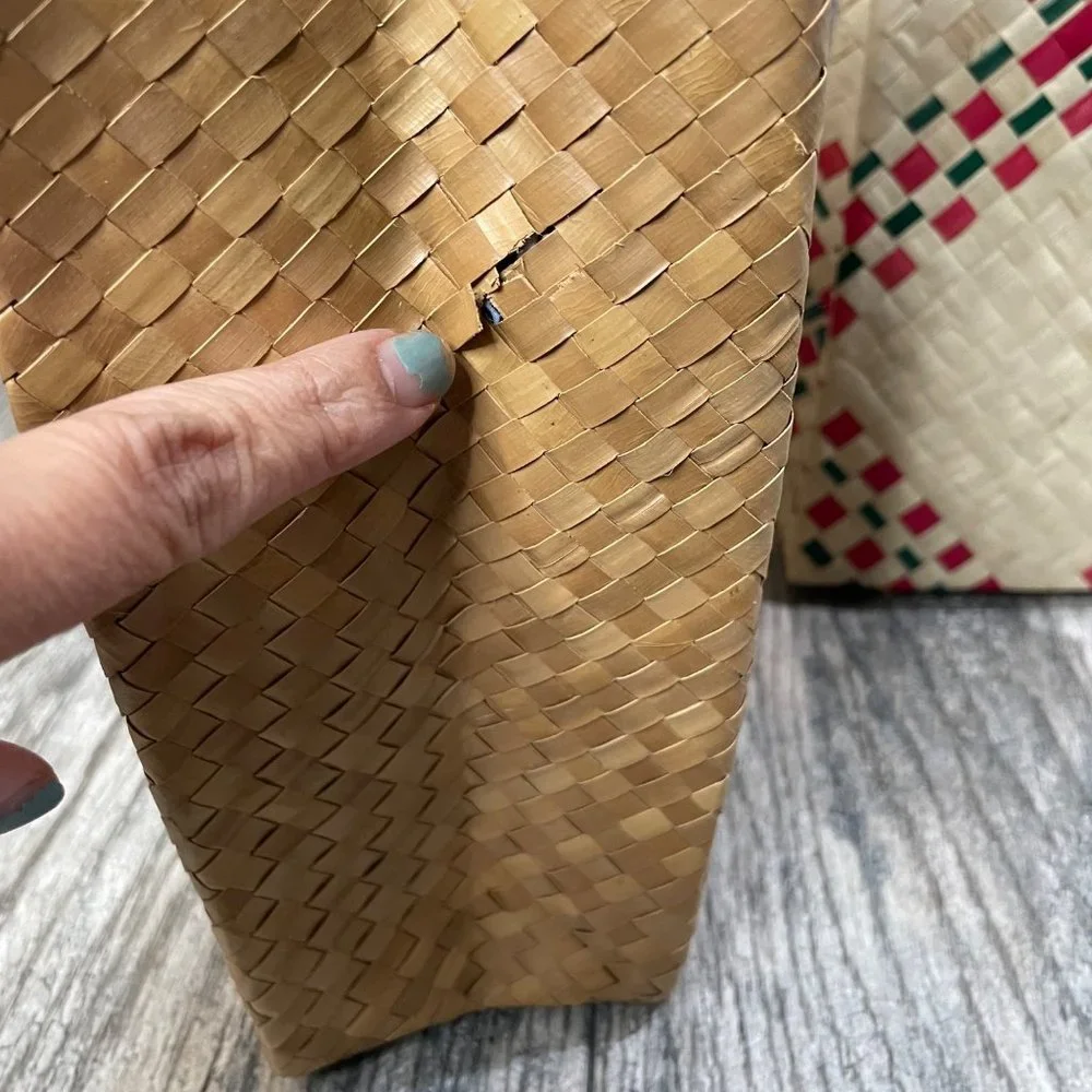 Bundle of 2 Woven Straw Beach Raffia Gift Bags