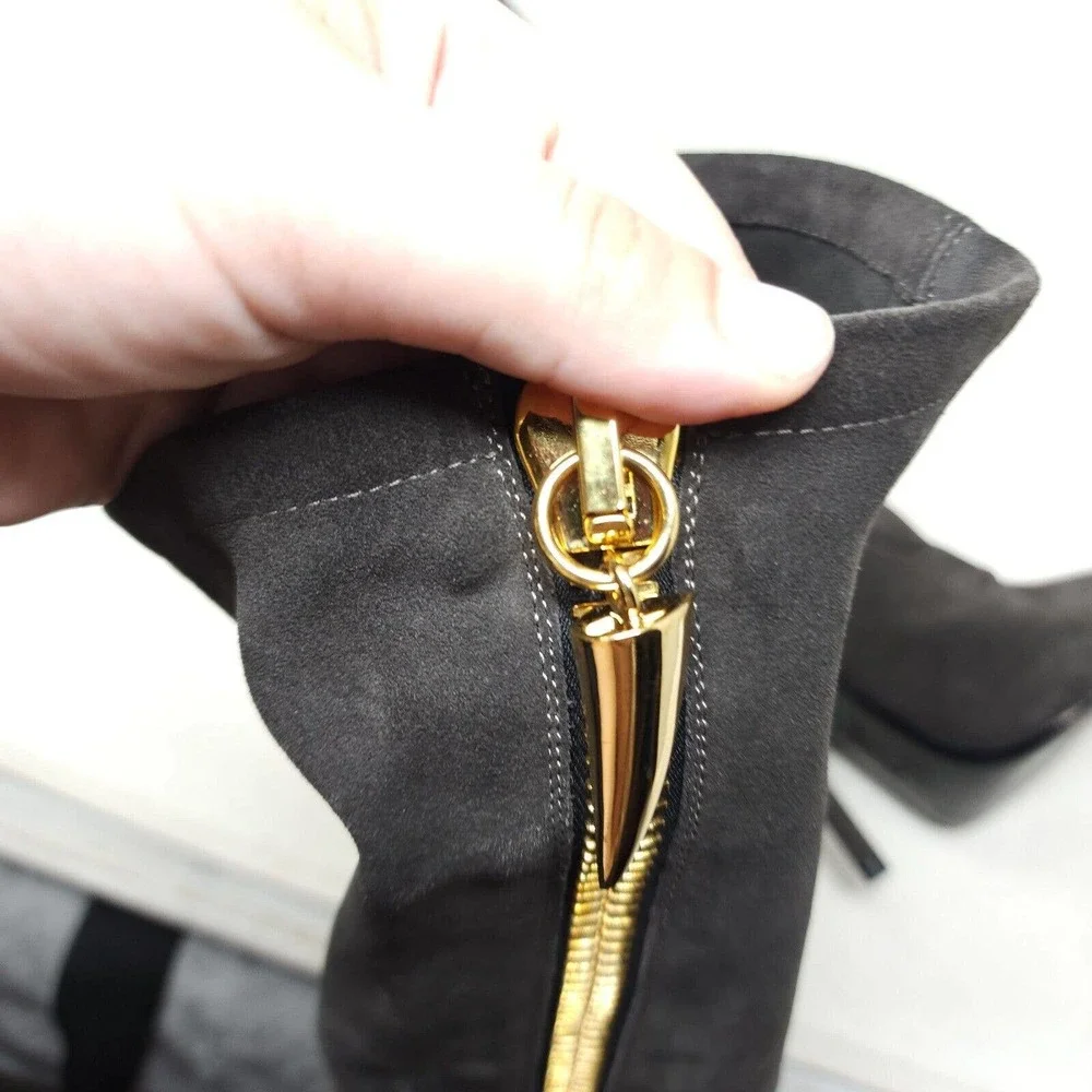 Giuseppe Zanotti Womens Boots Vera Brown Suede Leather OTK Heeled Sz 35.5 5.5