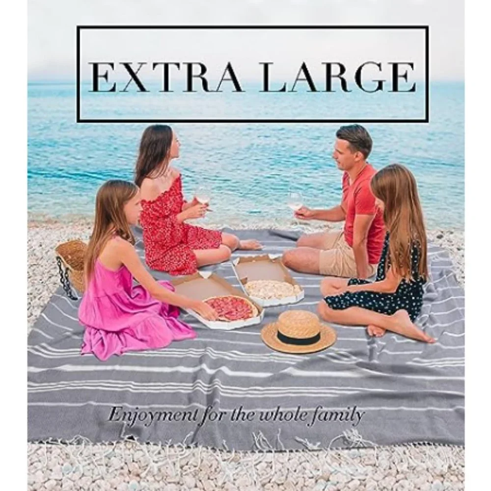Giant Turkish Cotton Beach Towel - Throw Blanket - Soft/ Absorbent/ Lightweight