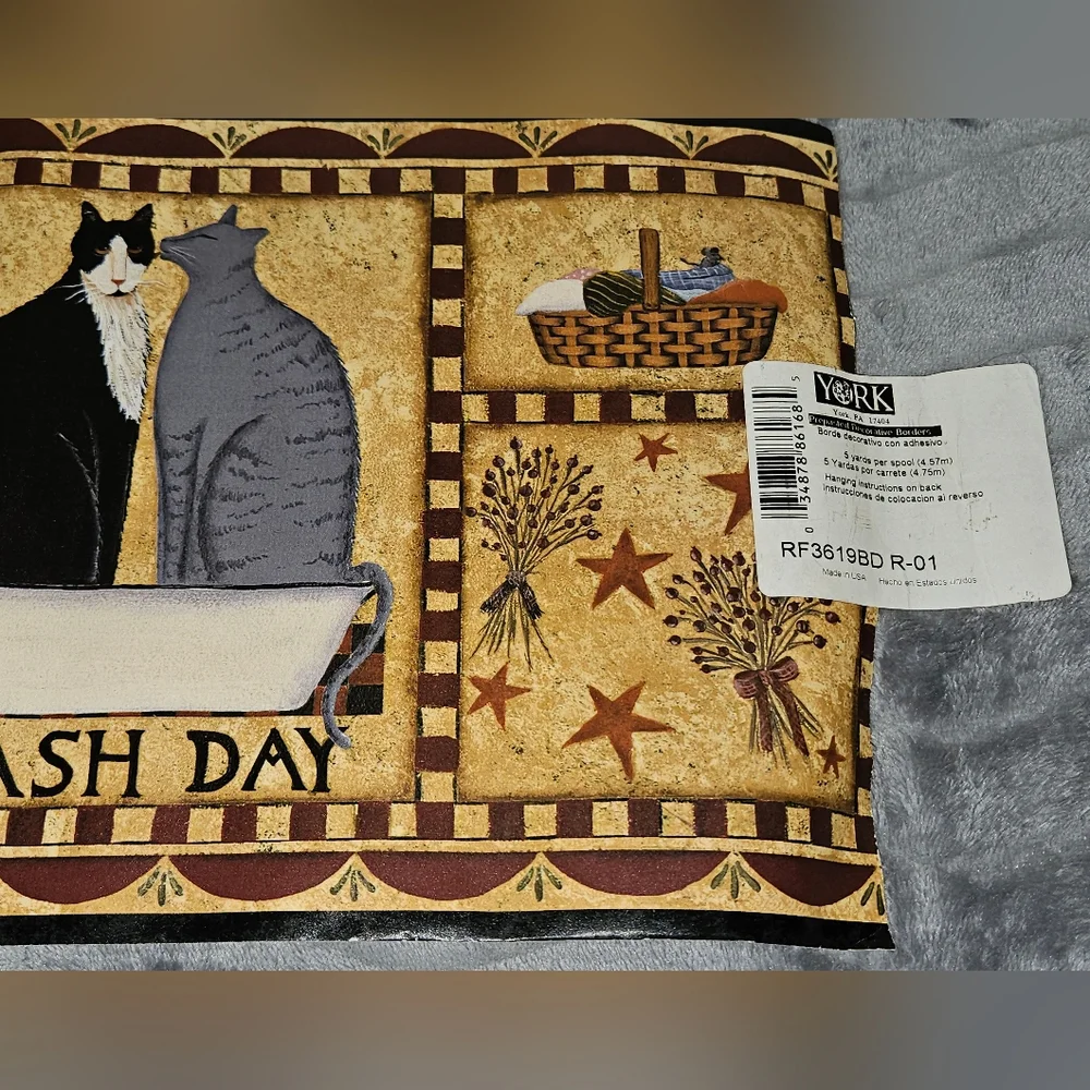 4/$20- NWT cat laundry Room Wall border