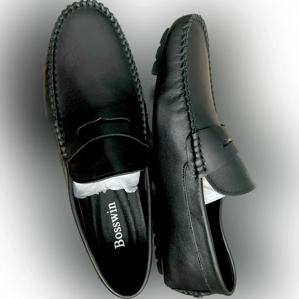 Bosswin Men's Loafer Premium Genuine Leather Shoes Slip on Breathable Driving